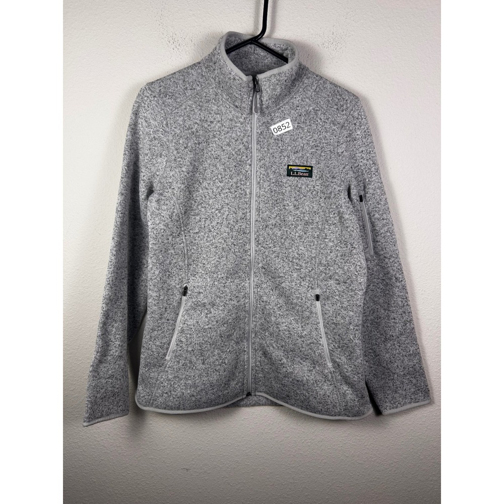 LL‎ Bean Sweater Fleece Full Zip Jacket Gray Heather 504888 Womens Large Regular